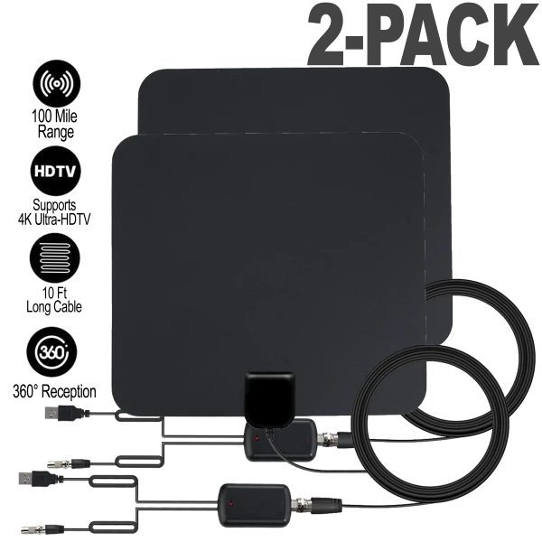 2-Pack of 100-Mile Amplified Antennas