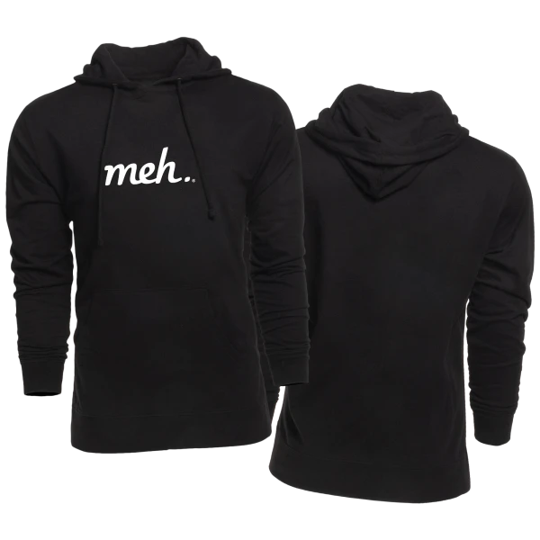 Black French Hoodie with White Meh Logo on Front