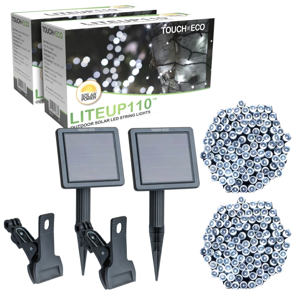 2-Pack: Touch Of ECO Liteup 110 LED Solar String Lights