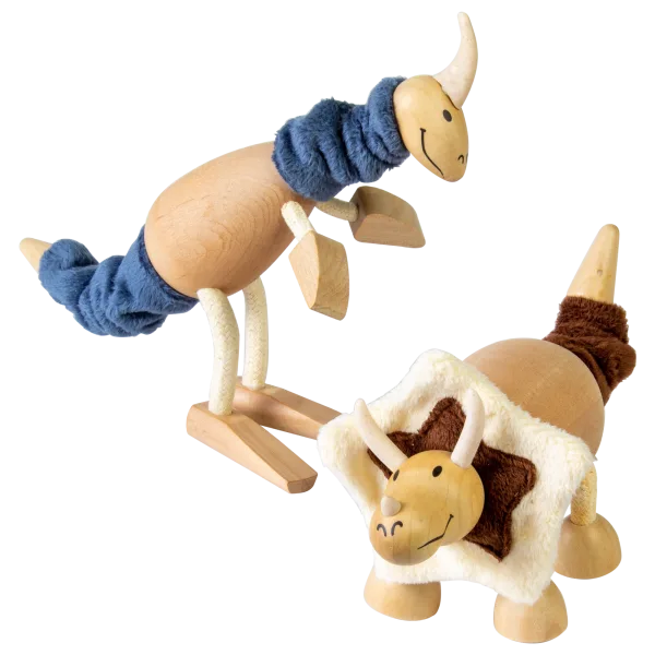 2-Pack: Anamalz Bendable Wooden Dinosaur Figures