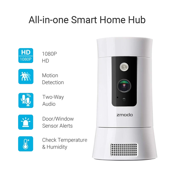 Zmodo Pivot Cloud Rotating Smart Camera with Four Door/Window Sensors