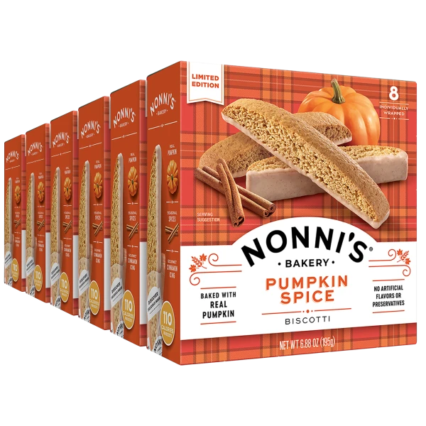 48-Pack: Nonni's Individually Wrapped Pumpkin Biscotti (6 boxes)