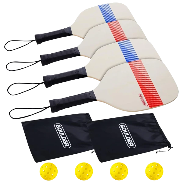 Boulder Sports 4-Piece Pickleball Set with 2 Travel Cases