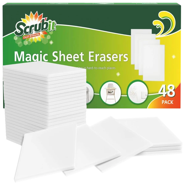 48-Pack: Scrub-It Eraser Sheets Magic Cleaning Sponges