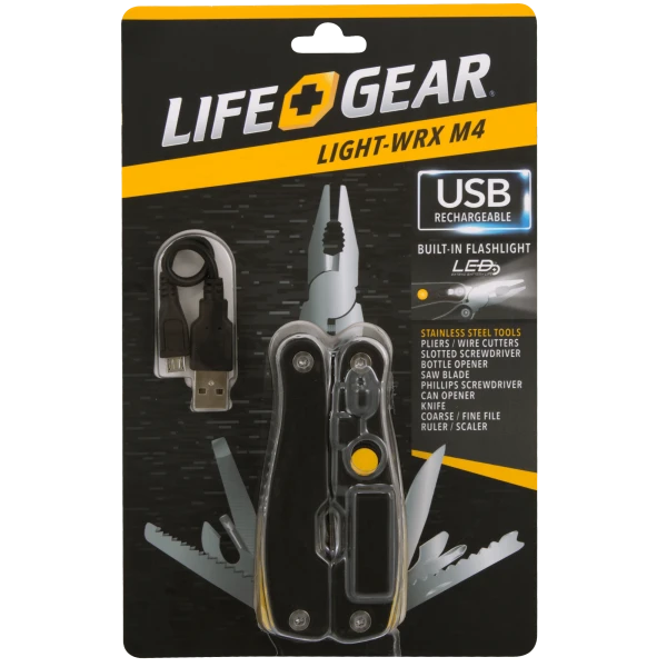 Life Gear 12-in-1 Multi-Tool with Rechargeable LED Flashlight