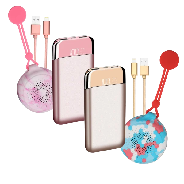 LAX Bundle: 12000mAh Power Bank, Lightning Cable, Bluetooth Shower Speaker