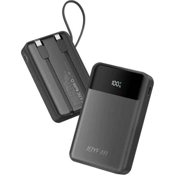 JOYFAR 30,000mAh Portable PowerBank with 2 Built in Cables + 22.5W USB-C Output