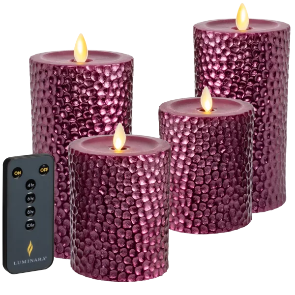 Luminara 4-Piece Metal Hammered Flameless Candle Set