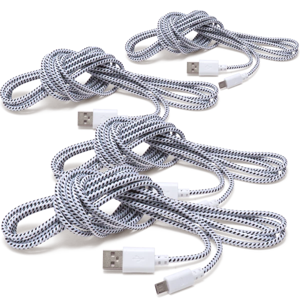 4-Pack 10ft Bungee Micro USB or Lightning Cables