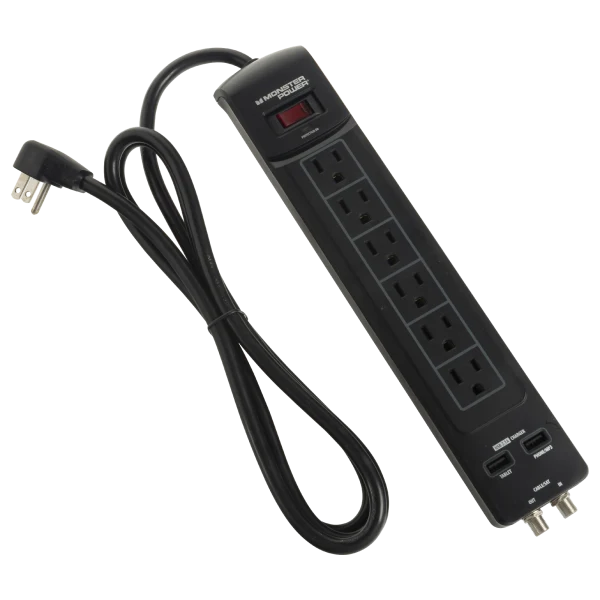 Monster Core Power 600 6-Outlet and 2-USB Surge Protector with 6-Foot Cord