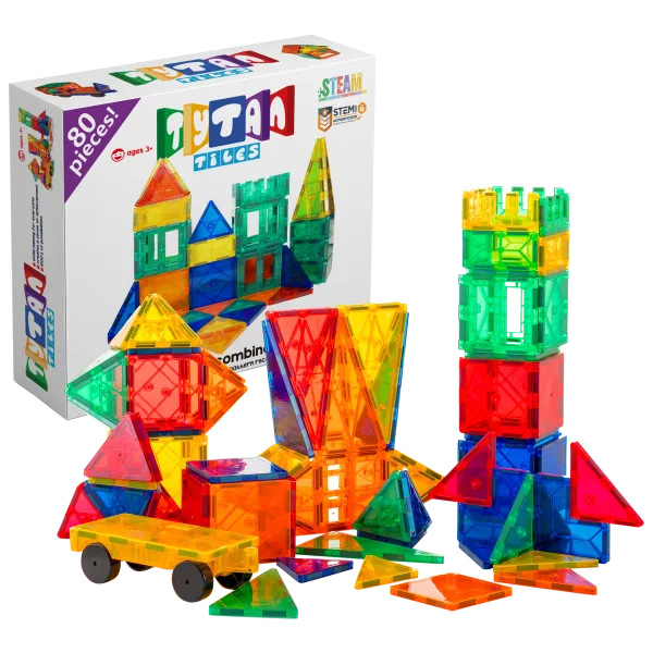Tytan Tiles 80-Piece Magnetic Learning TileS Storage Bag (Open Box)