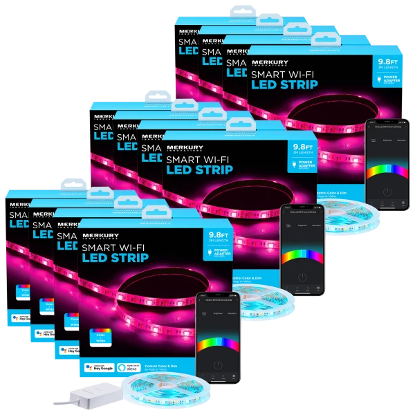 12-Pack: Merkury Innovations Smart Wi-Fi LED Strip (9.8')