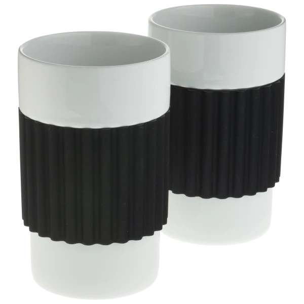 2-Pack: Victor & Victoria Ripple Mugs with Silicone Grips