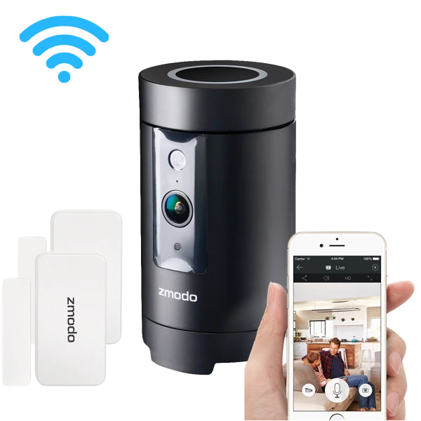 Zmodo Pivot 1080p 360° WiFi Camera with Smarthub and Window Sensors