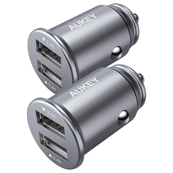 2-Pack: Aukey Dual Port 24-Watt USB Car Chargers