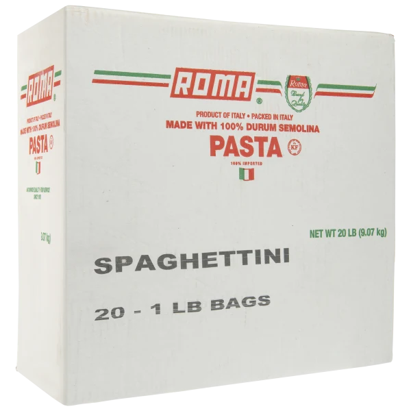 20lb Case of Roma Spaghettini Pasta (20 units of 1lb or 2 units of 10lbs)