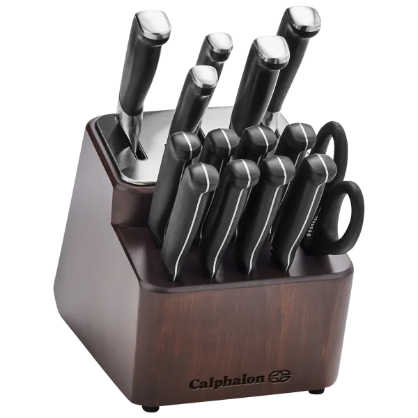 Calphalon Premier 15-Piece Self-Sharpening Knife Block Set in Dark Wood