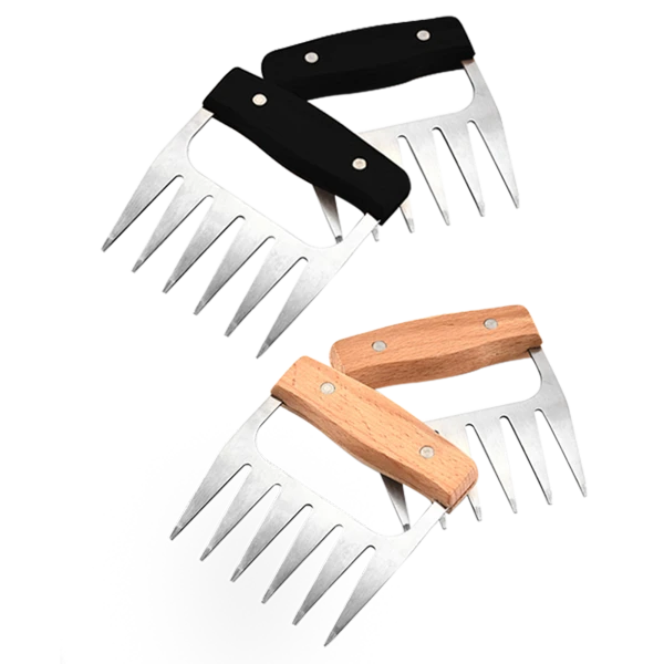 Stainless Steel Meat-Shredding Claws With Wooden Handle by Two Elephants
