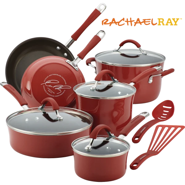 Rachael Ray 12-Piece Cucina Hard Porcelain Enamel Nonstick Cookware Set