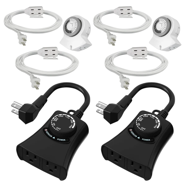 4-Pack: Indoor & Outdoor Timers with 4 Extension Cords