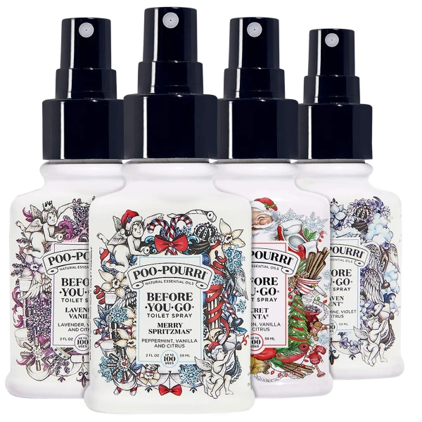 4-Pack: Poo-Pourri 2oz Holiday Scents with Gift Bags