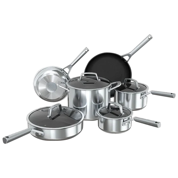Ninja Foodi 10-Piece NeverStick Stainless Steel Cookware Set