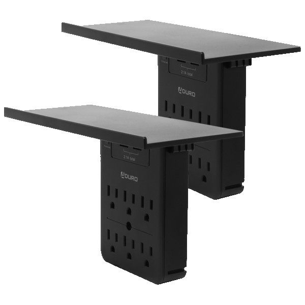 2-Pack: Aduro Surge Shelf Multi-Charging Stations with 6 Outlets & 2 USB Ports