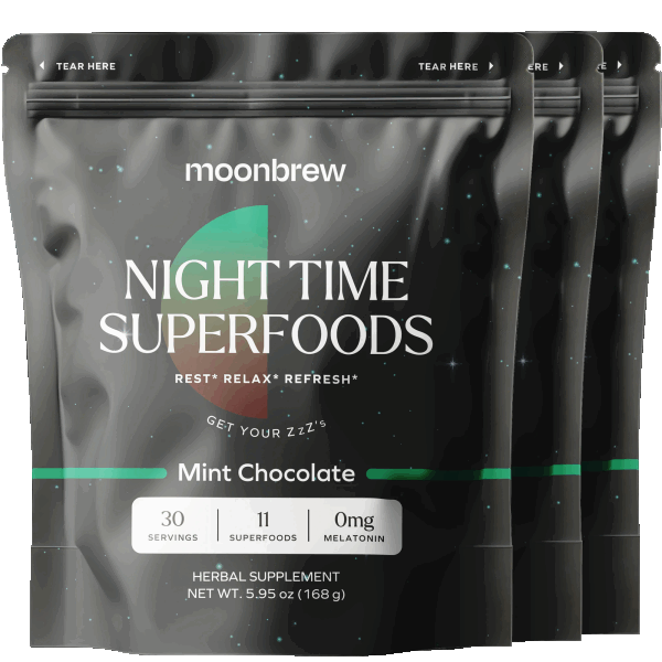 3-Pack: MoonBrew Nighttime Superfoods Natural Sleep Aid Drink Mix