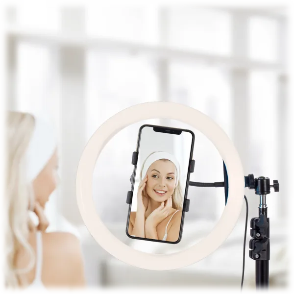Tech Squared 10-Inch Social Media Ring Light with Tripod Extendable to 5ft