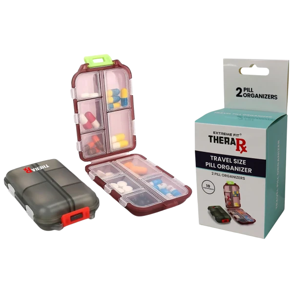 2-Pack: Thera Rx Portable Pill Case Weekly Travel Pill Organizer