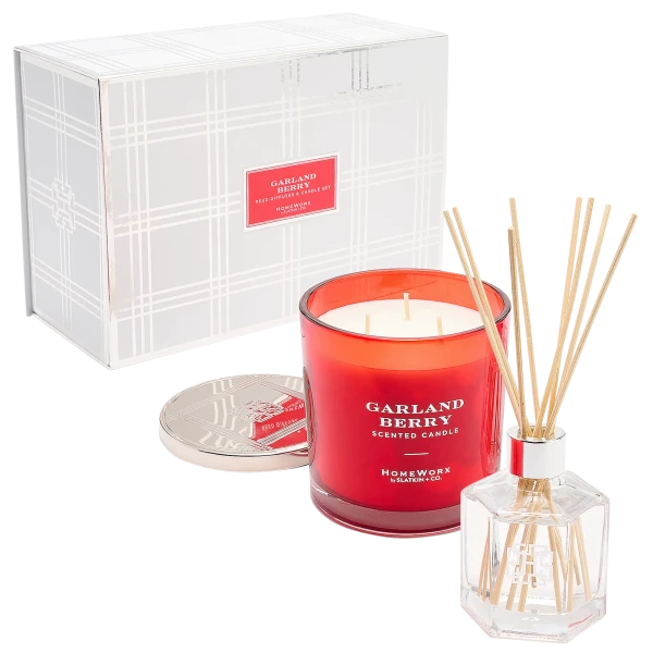 HomeWorx by Slatkin + Co. Garland Berry Candle and Diffuser Set