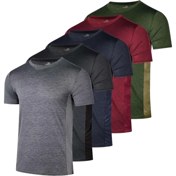 5-Pack: Nextex Men's Dry Fit Active Athletic Performance T-Shirts