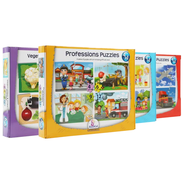 4-Pack: 4-in-1 BooKid Puzzles (Ages 3+)