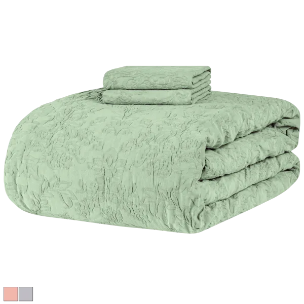 Concierge Collection 100% Cotton Stone Washed Jacquard Comforter Set