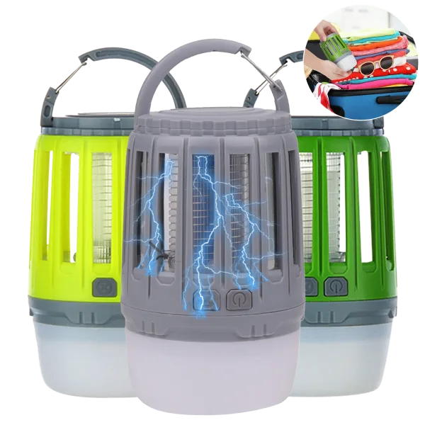 2-Pack: 3 in 1 Waterproof Lantern Bug Zapper with Rechargeable Battery