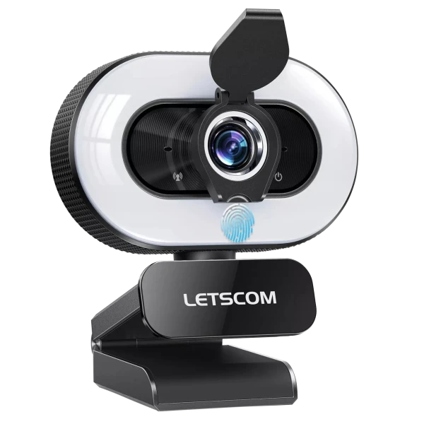 Letscom 1080p Webcam with 3 Levels of Light and Privacy Cover
