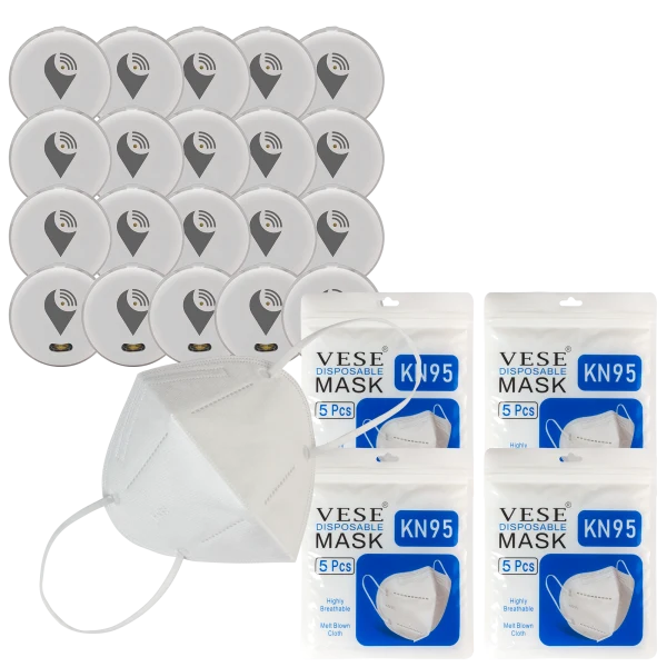 20-Pack of White TrackR Pixels and 20-Pack of KN95 Masks