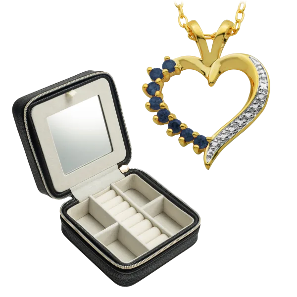 PAJ Sapphire Pendant with Diamond Accents with or without Jewelry Box
