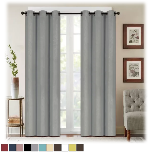 J&V Textiles Denver Collection Embossed Blackout Curtains Panels - 63" or 84"