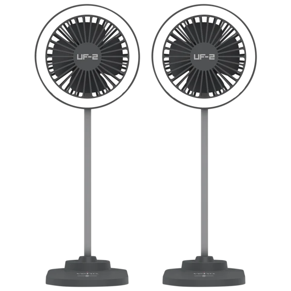 2-Pack: Veho 3-in-1 Desktop Fan with Ring Light & Wireless Charging