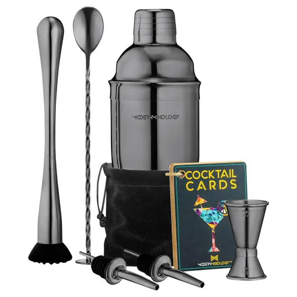 Mixology 8-Piece Black Stainless Barware Tool Set