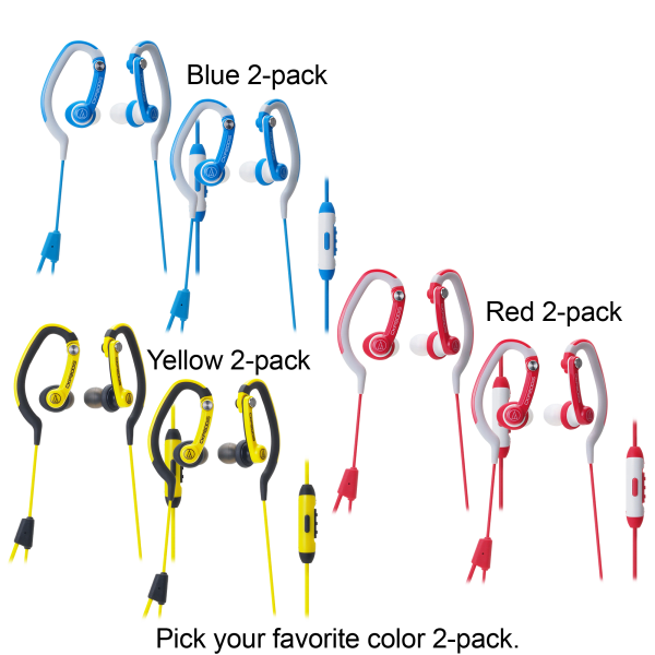 2-Pack: Audio Technica Sonic Sport In-Ear with Mic