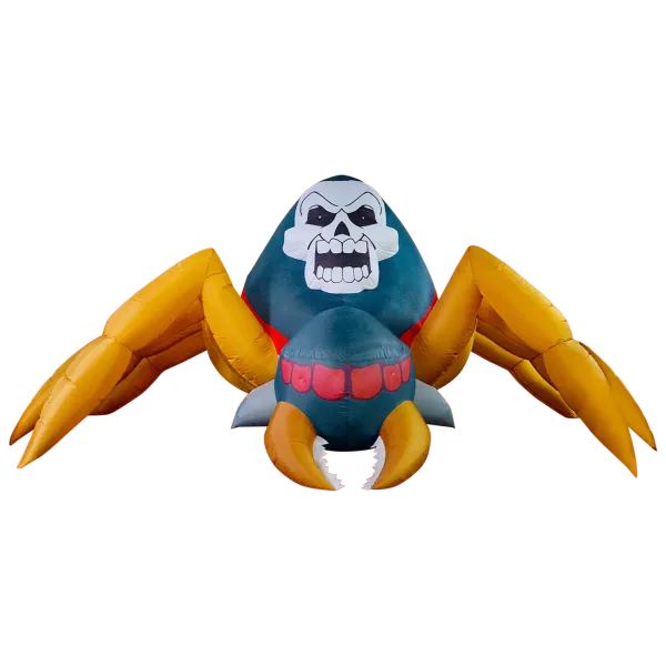 JoieDomi Inflatable Giant Skull Head Spider With LED Lights (12' Long)
