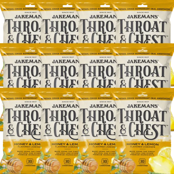 12-Pack: Jakemans Honey Lemon Throat & Chest Lozenges (360 count)
