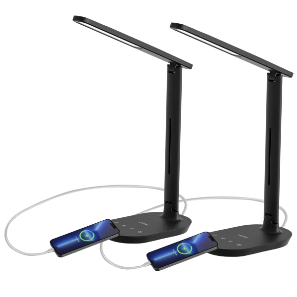 2-Pack: Lastar LED Desk Lamp w/USB Charging Port