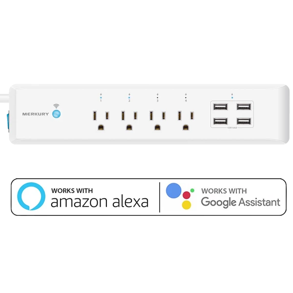 Merkury Innovations SmartSurge Wi-Fi Surge Protector with 4 USB Ports