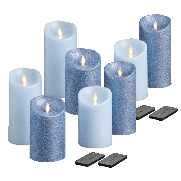 Luminara 8-Piece Flameless Smooth & Glitter Candles