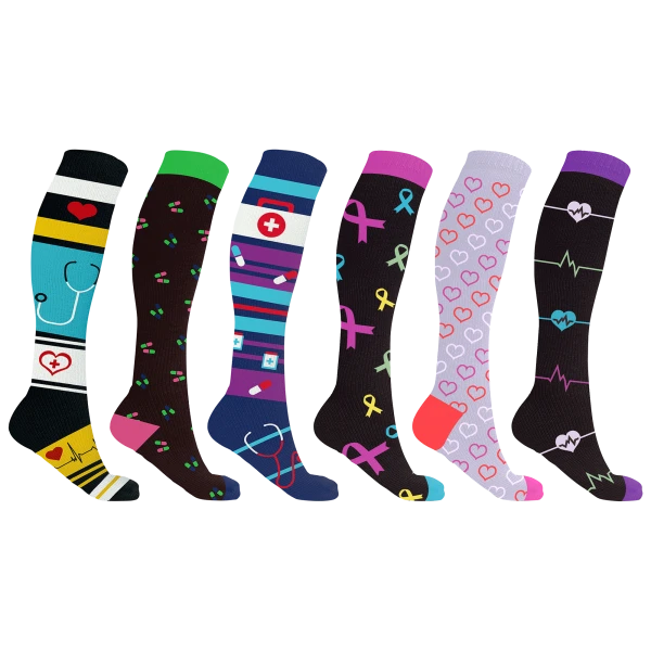 6-Pack: Extreme Fit Medical Compression Socks for Doctors and Nurses