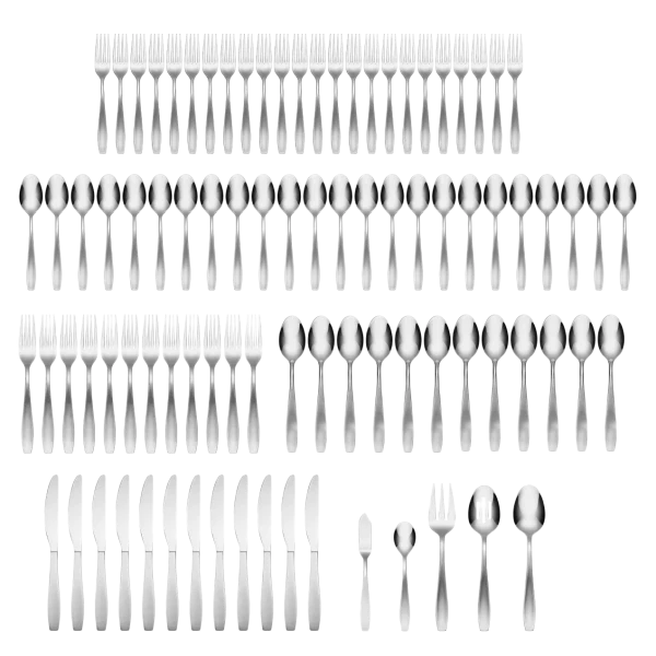 Cambridge Tyrus Satin Mirror 89-Piece Flatware Set