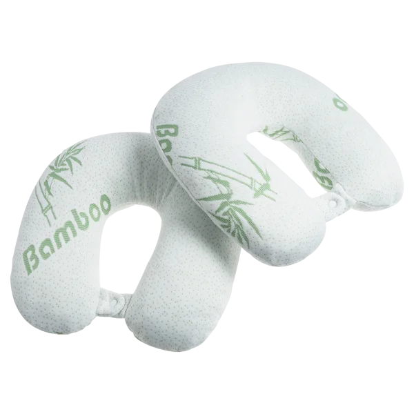 2-Pack: Bamboo Memory Foam Travel Pillows